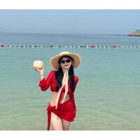 M097-Phong Cách Mới Bali Kỳ Nghỉ Màu Đỏ Bikini Bộ Bốn Mảnh Mỏng Hơn Nhìn Ôm Hơn Đồ Bơi Nữ