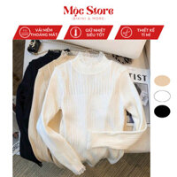 M1 Áo Len Nữ Cổ Cao Phối Ren, Áo Len Nữ Cổ Cao Phối Ren Điệu Đà, Chất Liệu Len Tăm Mềm Mịn Sang Trọng Mặc S M2