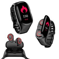 M1 Sports Fitness Smartwatch & Earbuds by Indigi, BT 5.0 Sync, Automatic Pairing, Magnetic Charging Case & Long Battery Life (Black)