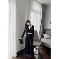 M106 set croptop quần áo tay dài thu đông chất tăm