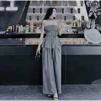 M107-Set đồ nữ áo cúp ngực thiết kế dây thoắt nơ [Có Mút] kèm quần dài ống rộng sang chảnh