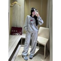 M133 Bộ Thu Đông Nữ, Set Quần Áo Dài Tay Nữ Chất Nỉ Bông Dày Dặn, Hoạ Tiết Hoạt Hình Dễ Thương