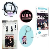 (M14) Combo Blackpink Lisa Jisoo Jennie Rose gồm 1 dây buộc tóc 1 móc khóa 1 miếng dán điện thoại 1 bookmark 1 tai nghe