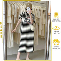 [M351] ĐẦM VÁY BẦU THỜI TRANG MÙA HÈ KẺ SỌC CHẤT THUN COTTON MỀM MÁT - ĐẦM BẦU CÔNG SỞ DÁNG SUÔNG DÀI DỄ MẶC FREESIZE