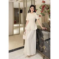 M39 Set áo công sở dành cho nữ siêu xinh thanh lịch, phối quần dáng dài ống rộng Vân Akara