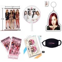 (M4) Bộ 6 món Combo Blackpink Lisa Jisoo Jennie Rose Quạt trong Móc khóa Postcard Tai nghe dạng kẹp Khẩu trang in hình