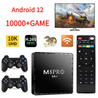 M8 pro Mini Video Game BOX 4K 64G 10000 Video Console Hai Tay Cầm Chơi Game G31 CPU H313 Hệ Thống Kép 4G Wifi Android 12 HDR 10k TV HỘP