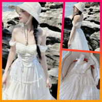 [M993][monana] Set áo corset cúp trễ vai phối chân váy dài đi chơi đi tiệc