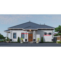 [Mã 030] File sketchup biệt thự 1 tầng mái nhật 13x14.5m