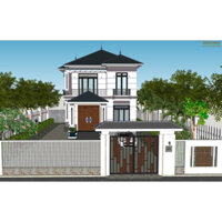 [Mã 083] File sketchup Full 2 tầng mái Nhật 8x12.5m