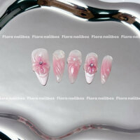Mã 186 nailbox thiết kế loang hồng hoa thuỷ tinh nổi coquette