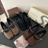 Mã 268-5 Giày búp bê nữ quai dán da lộn cao cấp êm chân fullbox