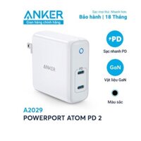 [Mã 99ELHA giảm 7% đơn 300K] Sạc ANKER PowerPort Atom PD 2 [GaN Tech] 60W 2 cổng PD A2029