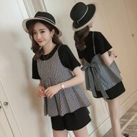 Mã B01. bộ cotton phối kẻ