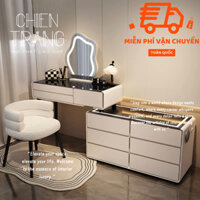 Mã B34 Bàn phấn nhập khẩu 6 ngăn kéo mặt kính thông minh, tích hợp loa sạc và cổng usb.