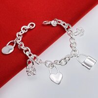 Mạ Bạc Phong Cách Thời Trang Treo Năm Khóa Vòng Tay Phiên Bản Hàn Quốc Bán Chạy Hàng Có Sẵn Cung Cấp Vòng Tay