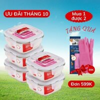 [Mã BAUIC50] Bộ 5 Hộp Thủy Tinh 320ml Hộp Đựng Cơm Trữ Thức Ăn Thực Phẩm Trong Tủ Lạnh Chịu Nhiệt COBA'COOK- CCS35