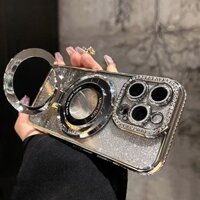 Mạ bling thẩm mỹ kim cương lấp lánh Giá đỡ điện thoại cho iPhone 15 14 plus 12 13 11 Pro Max Ốp lưng bảo vệ mặt sau