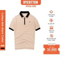 [Mã BMLT30 giảm đến 30K đơn 299K] Áo Thun Polo Nam Cà Phê Sữa Phối Cổ Bẻ Đen BY COTTON Coffee Milk With Black Collar