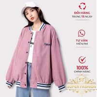 [Mã BMLT35 giảm đến 35K đơn 99K] Áo Khoác Bomber Nữ Vải Nhung 2 Lớp Lót Dù Đen Thêu Chữ Tikkee Siêu Cute [Super Fashion]