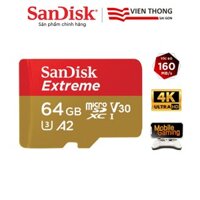 [Mã BMLT35 giảm đến 35K] Thẻ nhớ microSDXC SanDisk Extreme 64GB UHS-I 4K UHD Video A2 U3 V30 upto 160MB/s Mobile Gaming