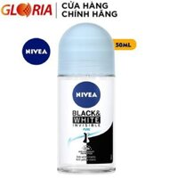 [Mã COSGLORIAT4 -8% đơn 250K] Lăn Ngăn Mùi Nivea Black & White 5in1 Ngăn Vệt Ố Vàng Vượt Trội 50ml - 82234