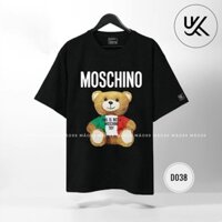 [MÃ D038] ÁO THUN HỌA TIẾT IN HÌNH GẤU MOSCHINO ĐỨC, Áo unisex nam nữ form rộng, chất liệu Cotton