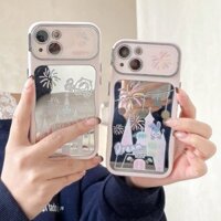 Mạ điện Bề mặt gương Pháo hoa Lâu đài iPhone Vỏ điện thoại IP16 In màu 15 Bao gồm tất cả 13 giờ chiều Vỏ bảo vệ màu hồng TPU
