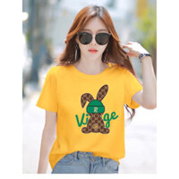 Mã DRT236&237: Áo thun nữ dáng rộng, in hình con thỏ và con gấu phong cách đường phố, mặc ở nhà hoặc đi chơi, đi làm