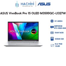 Laptop Asus Vivobook Pro 15 OLED M3500QC-L1327W - AMD Ryzen 7-5800H, 16GB RAM, SSD 512GB, Nvidia GeForce RTX 3050 VRAM 4GB GDDR6, 15.6 inch