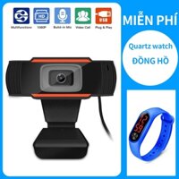 [Mã ELMS10 giảm 6% đơn 50K] Rotatable 2.0 HD Webcam PC Digital USB Camera Video Recording with Microphone +Đồng hồ led