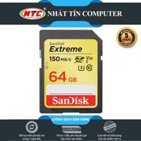 [Mã ELMS5 giảm 7% đơn 300K] Thẻ nhớ SDXC SanDisk Extreme 64GB V30 UHS-I U3 4K 150MB/s - Model 2019 (Vàng)