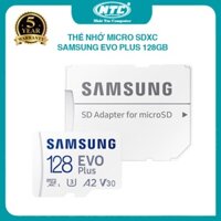 [Mã ELMS9 giảm 6% đơn 300K] Thẻ nhớ MicroSDXC Samsung Evo Plus 128GB U3 4K R130MB/s W60MB/s kèm adapter (Trắng)