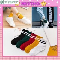 [Mã FAMS1 hoàn 10K xu đơn 50K] Tất nữ cao cổ kẻ sọc Vintage Hàn Quốc TK02