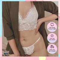 [Mã FATHANG5 giảm 10K đơn 50K] [BÁN GIÁ GỐC] Bộ đồ lót nữ bralette trắng áo crop mix quần dây không gọng có mút