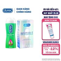 [Mã FMCGMALL -8% đơn 250K] Combo 1 hộp Bao cao su Durex Invisible 10s (10 bao) và 1 chai Gel Massage 2n1 200ml