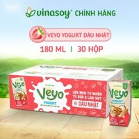 [Mã FMCGMALL -8% đơn 250K] Thùng Sữa chua uống từ thực vật Veyo Yogurt vị Dâu Tây Nhật (30 Hộp x 180ml) - Vinasoy