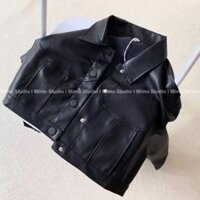 [Mã G49 đơn 79K] Áo Da Croptop Nữ Dài Tay MiSoul, Áo Khoác Da Cúc Bấm HN85P9