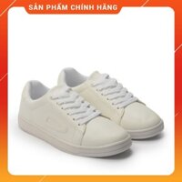 [Mã giảm giá 20k] Giày Sneaker nữ cột dây vá bên màu trắng, đế đúc cao su, chính hãng BQ, đổi trả trong 30 ngày