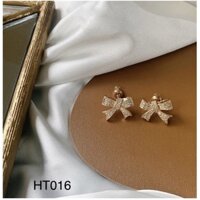 Mã HT016 _ Bông Tai Nơ Đính Đá Cao Cấp