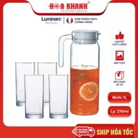 [Mã INBAU254 giảm 25K đơn 149K] Bộ bình ly thủy tinh 5 món Luminarc Dona Circle Amsterdam cường lực, chịu nhiệt - V2277