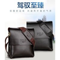 [Mã KHAN099 giảm 10% tối đa 50K đơn 0Đ] (10)Túi đeo chéo nam da bò đựng ipad POLO VIDENG 24x21x7cm (Đen - Nâu)