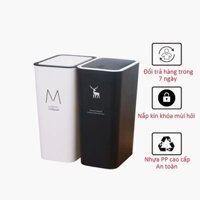 [Mã LIFE25101020K giảm 10% đơn 59K] Thùng rác nắp bật nhấn nút tiết kiệm không gian nhựa PP, Thùng rác văn phòng nhà bếp