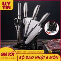 [Mã LIFE251020K giảm 10% đơn 99K] Bộ Dao Nhật Bản Seki 5 Món Làm Từ Thép Không Gỉ Có Kệ Để Dao