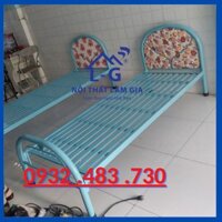 [Mã LIFEBKA5 giảm 10% tối đa 1 Triệu đơn 500k] Giường sắt đơn khung tròn giá rẻ ngang 80x2m màu xanh