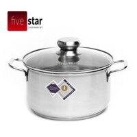 [Mã LIFEMC2510A - 12% đơn 150k] Nồi inox 3 đáy nắp kính FIVESTAR 20cm N20-3DG