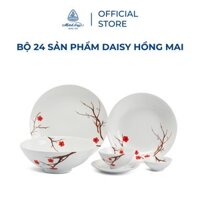 [MÃ LIFEMC2510B giảm 80K]Bộ Chén Dĩa, Bộ Bát Đĩa Sứ Minh Long 24 Sản Phẩm - Daisy - Hồng Mai