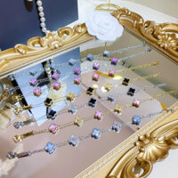 Mã LT04-Lắc tay van cỏ 4 lá size 10mm mix đá các màu chất liệu titan cao cấp k đen k han rỉ by Min Accessories