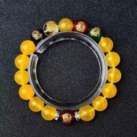 Mã Não Vàng Tự Nhiên Năm Giàu Có Thần Phong Cách Vòng Tay Màu Vàng chalcedony Mười Hai Cung Hoàng Đạo Người Bảo Vệ Vòng Tay Chuyển Hạt Phật Vòng Tay