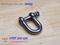 Ma ní inox hình chữ D, kiểu ren vặn size M6 - MN6D